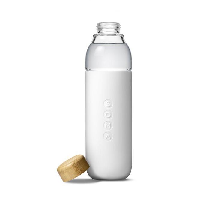 Glass Water Bottle - White - 1 each