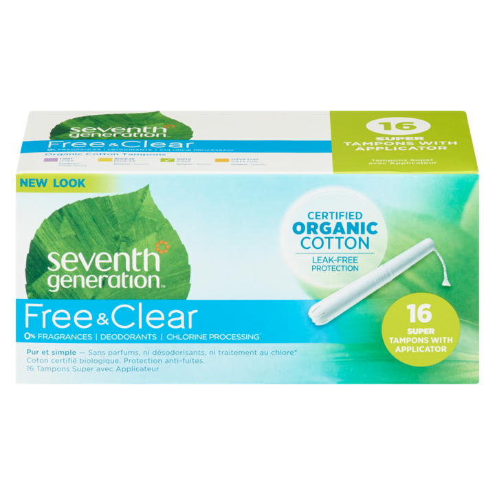 Free &amp; Clear Organic Cotton Tampons - Super Tampons with Applicator - 16 count