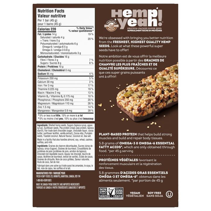 Hemp Yeah! - Chocolate, Cocoa Nibs - Bar - 45 g