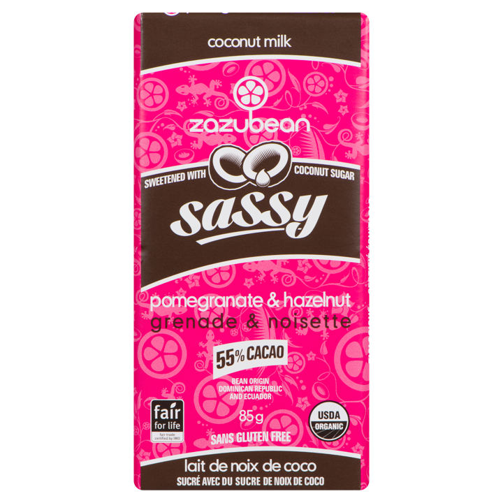 Chocolate Bar - Sassy Pomegranate &amp; Hazelnut 55% Cacao