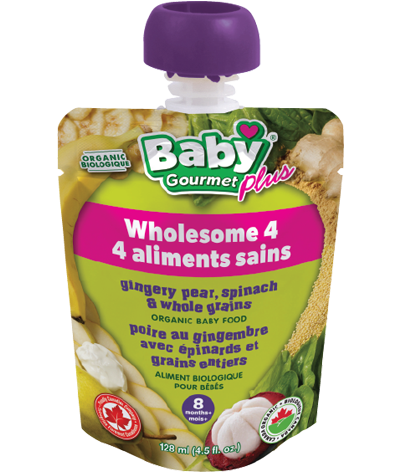 Organic Baby Food - Gingery Pear, Spinach &amp; Whole Grains 8+ months