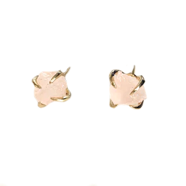 Pink Quartz Earrings Gold