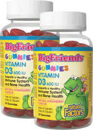 Vitamin D3 600 IU Natural Strawberry Flavour Big Friends Two Pack 