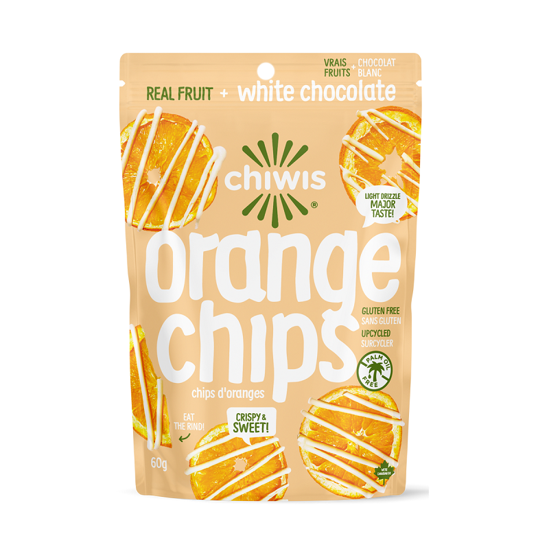 White Chocolate Drizzled Orange Chips