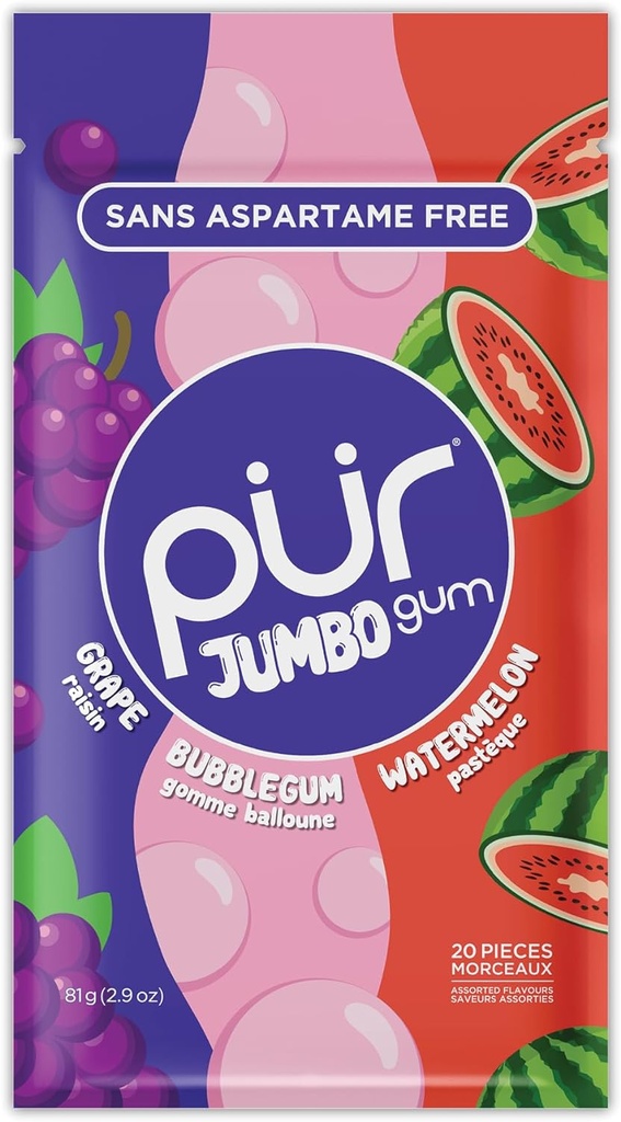 Jumbo Gum Grape, Bubblegum, Watermelon